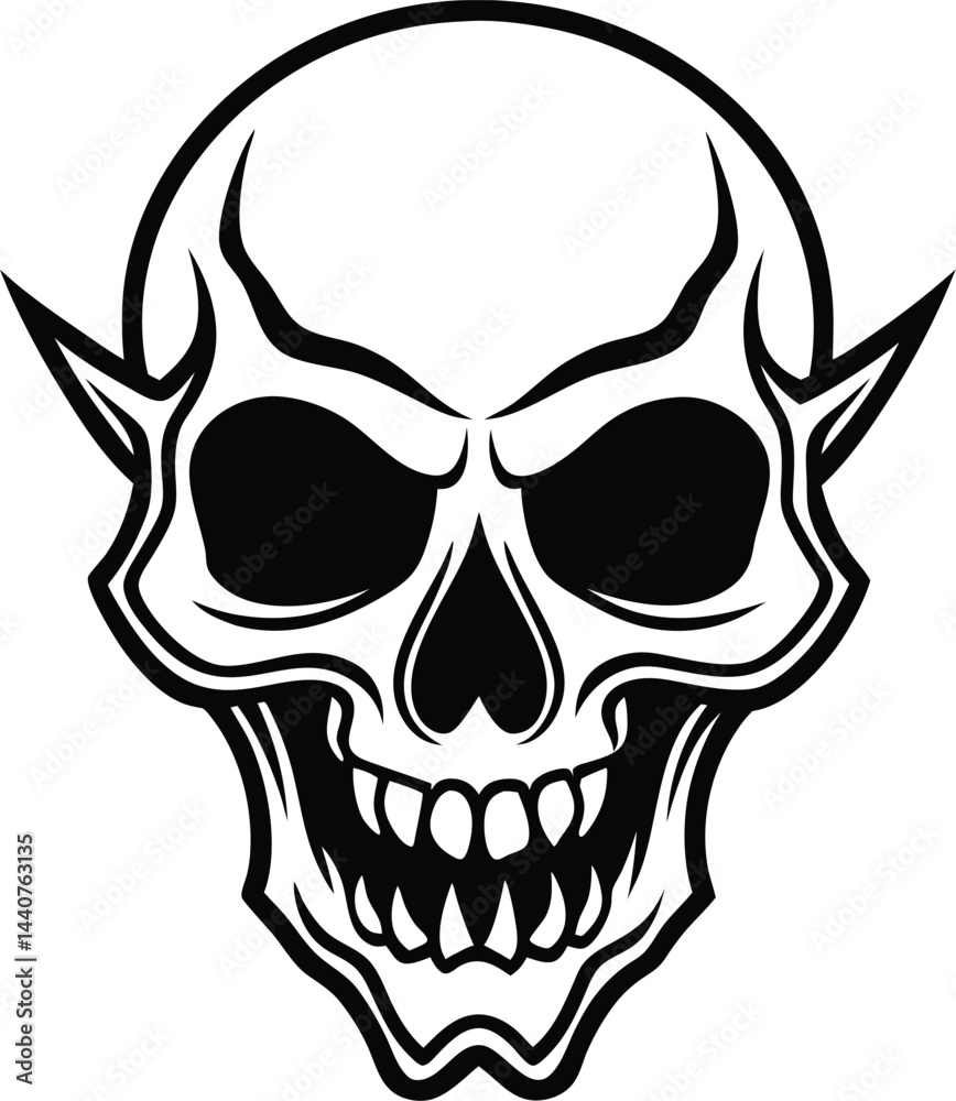 Fototapeta premium gothic metal skull silhouette vector design 