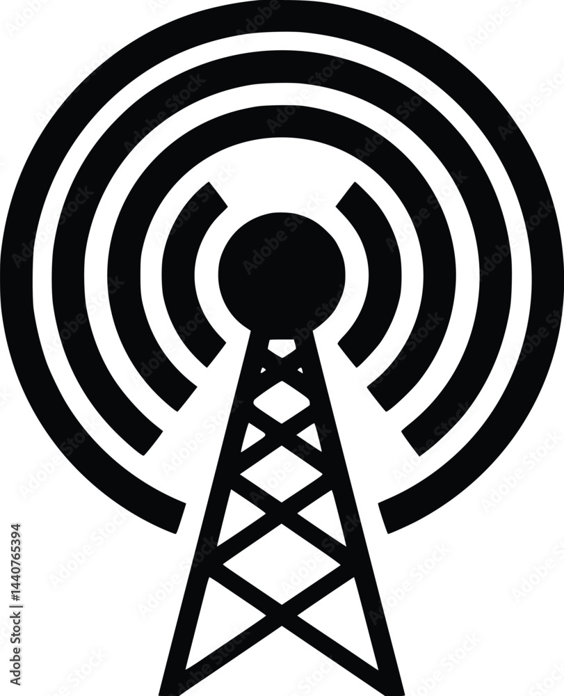 Bold Black And White Radio Tower. Vector Illustration Isolated On White Bold Black And White Radio Tower. Vector Illustration Isolated On White