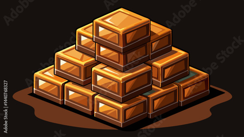 Very beautiful Stack of chocolate cubes on black background 