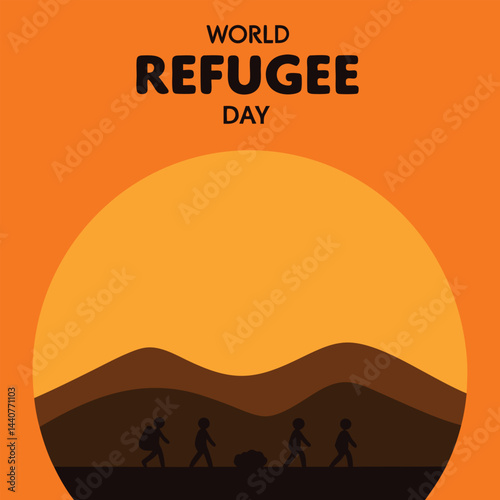 Sunset in the Egyptian desert landscape, a vector illustration with orange sky and camel silhouette