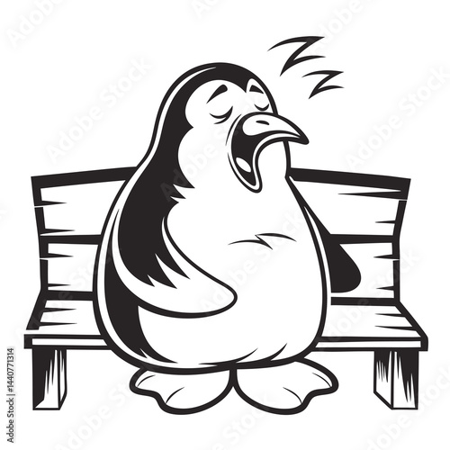 Sleeping Penguin on Park Bench