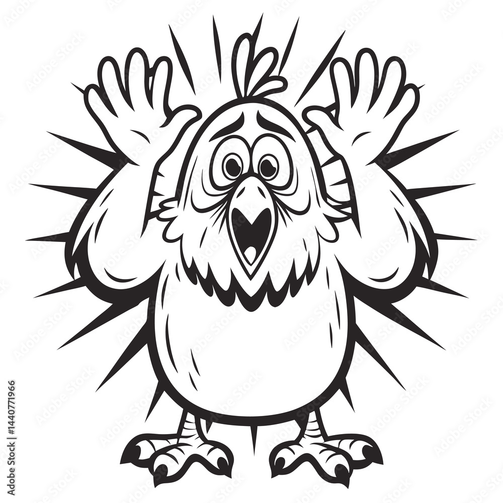 Fototapeta premium Crazy Chicken Funny Coloring Book