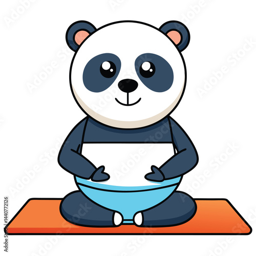  Cartoon Panda Doing Yoga Mat