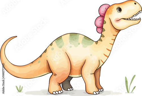 Cute little dinosaur. Watercolor vector illustration.