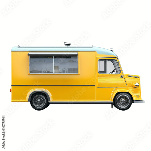 Retro Yellow Food Truck Side View