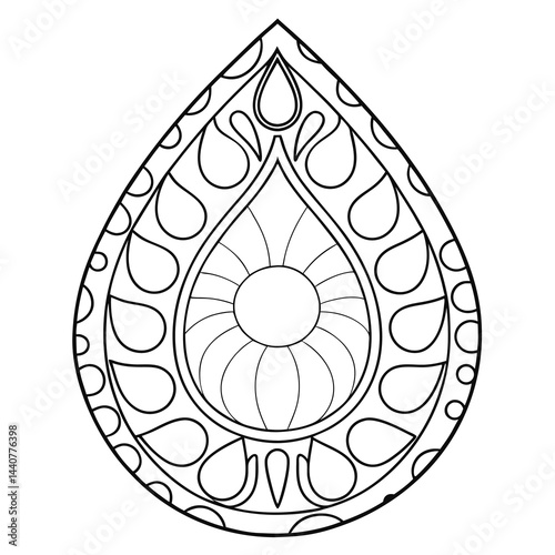  Teardrop Mandala Henna Style Drawing