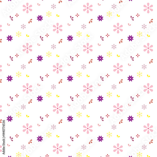 Flower pattern, ditsy floral seamless pattern, small little cute flower background. Vector illustration of a seamless floral pattern with spring flowers. Lovely floral background in sweet colors.