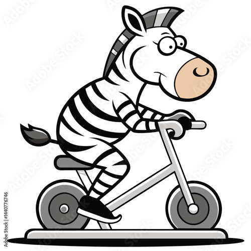 Zebra Cartoon Riding Bicycle Exercise

