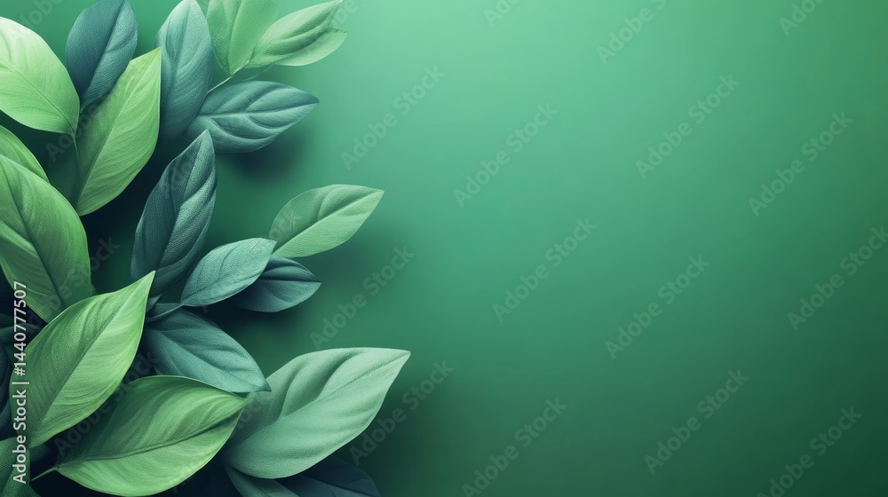 Vibrant green leaves on a minimalist background for nature and botanical design Vibrant green leaves on a minimalist background for nature and botanical design