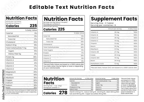 Nutrition Facts, Nutrition Facts Labels for Healthy Food Items with Serving Size and Calories, ,nutrition list,information label, recipe nutrition calculator, Supplement Facts and Vitamin Label.