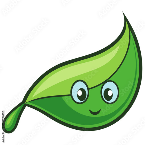 Cartoon leaf character vector illustration for nature education and children's design projects use case