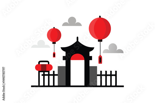 Entrance Arch Design Abstract Vector Illustration