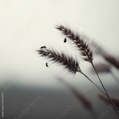 Captivating insect interactions serene meadows minimalist photography natural habitat close-up perspective poetic moments