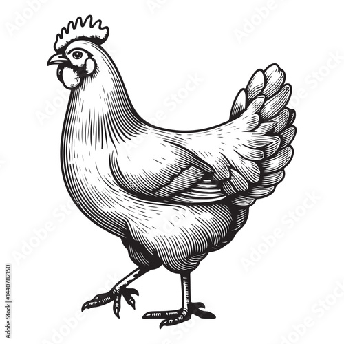 A Sketched Silhouette of a Hen