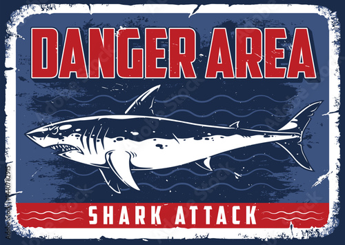 Warning sign indicates shark attack danger zone