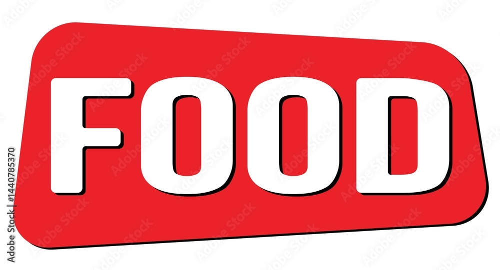 FOOD text on red trapeze stamp sign. FOOD text on red trapeze stamp sign.