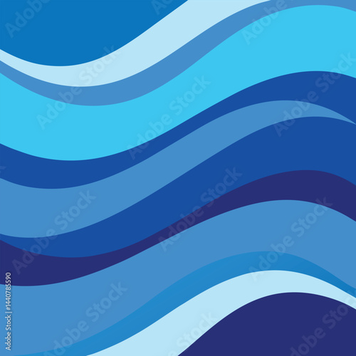 Abstract blue waves vector design illustration features a wavy pattern with curved lines and light textures