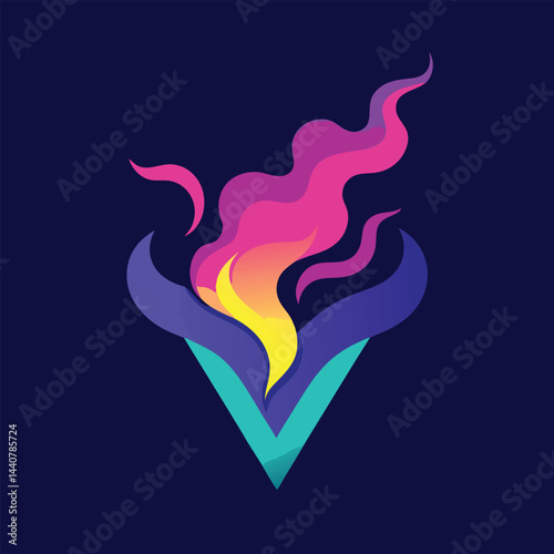 Fiery heart with tribal wings, a vector art illustration symbolizing passionate love