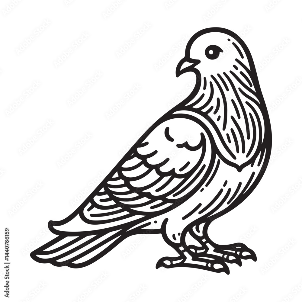 Fototapeta premium A Sketched Pigeon Form