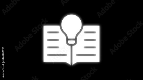 Learning education icon animated 4k motion looping on black background