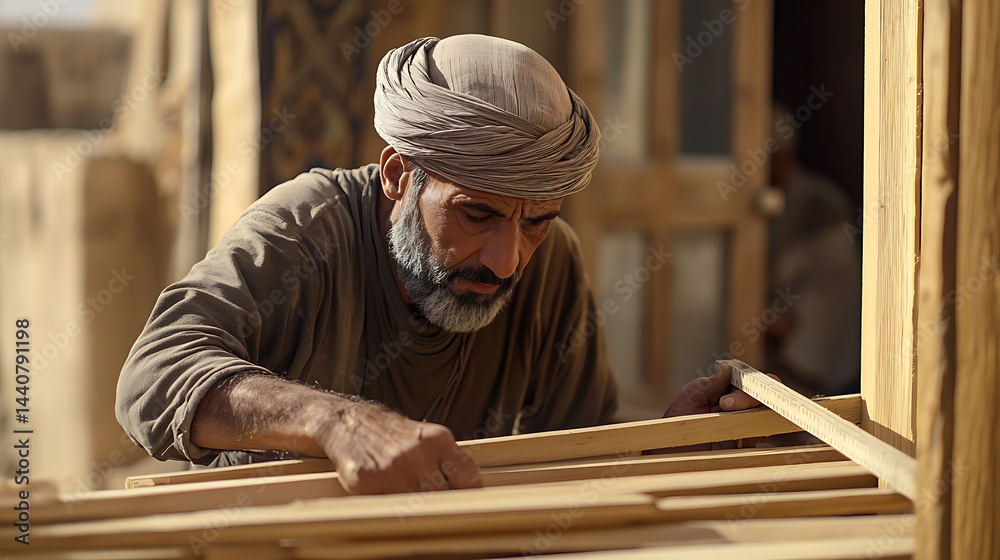 A Carpenter Working with Wood A Carpenter Working with Wood