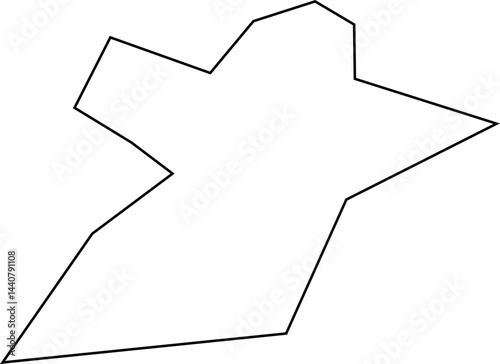 Fine line polygon featuring an asymmetrical solid form created with irregular hand-drawn outlines in a squared structure.