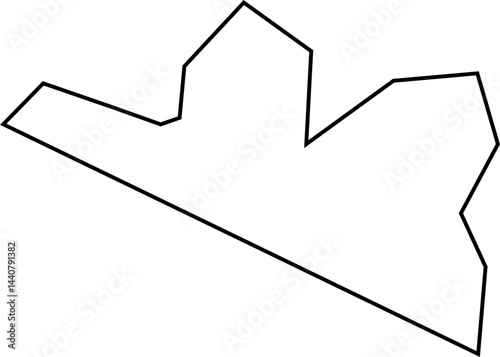 Solid freeform polygon illustrated with irregular hand-drawn lines emphasizing a squared abstract minimalist shape.