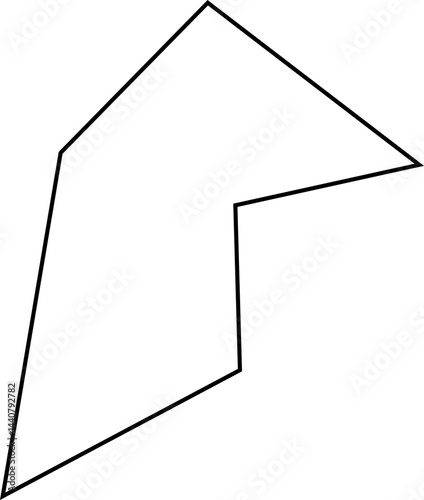 Solid polygonal form illustrated with stylized squared minimalist lines and irregular abstract geometric structure.