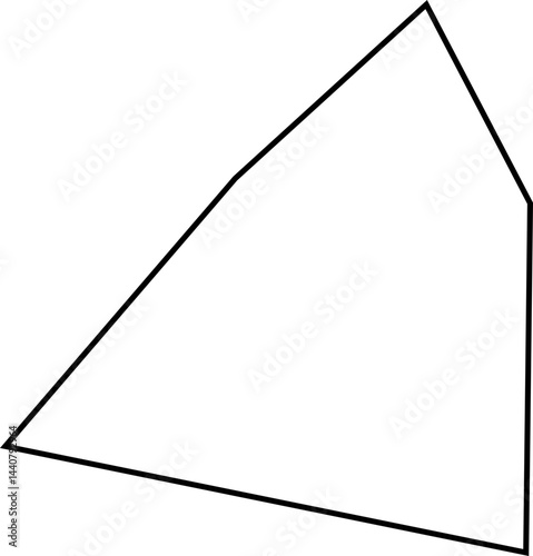 Sharp triangle-inspired polygon outlined with squared minimalist lines showing irregular abstract structure.