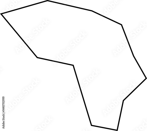 Unstructured sharp-edged polygon outlined with squared minimalist lines emphasizing irregular abstract geometry.