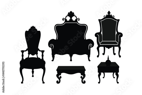 silhouettes of chairs and a table