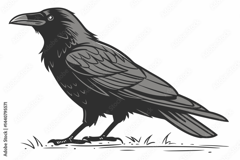 Fototapeta premium crow on a white background