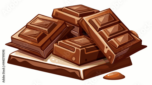 Very beautiful Milk chocolate pieces isolated on white background