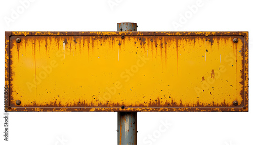 old yellow sign plate isolated on transparent background 