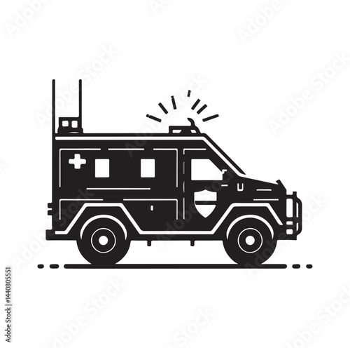 Emergency vehicle silhouette vector illustration
