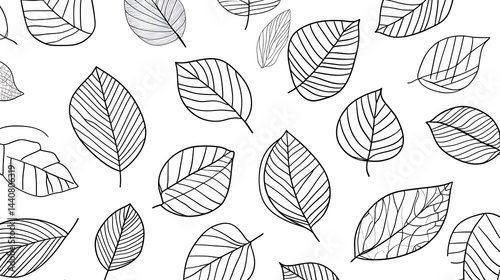 A black and white drawing of leaves