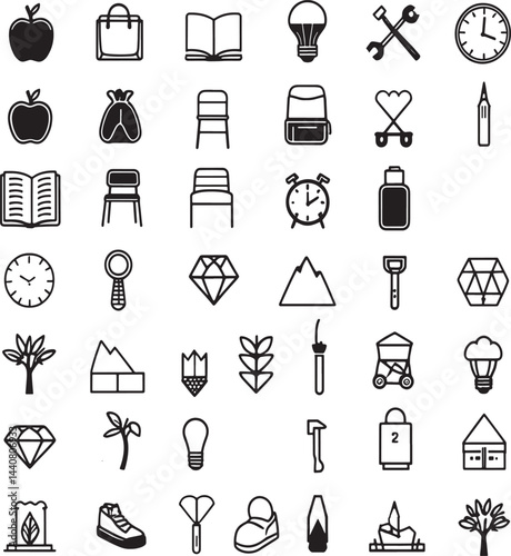 Icon Set Silhouette Vector