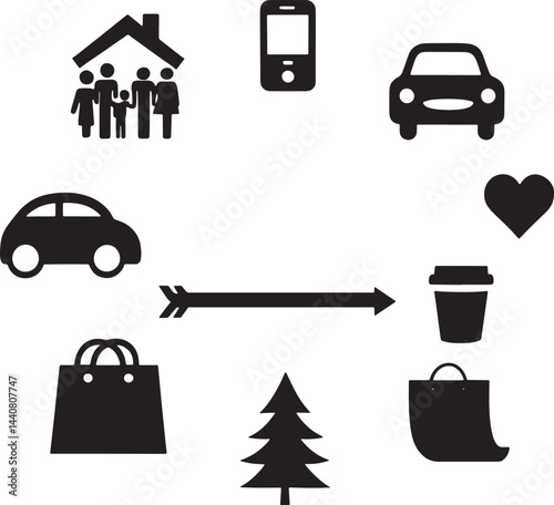 Icon Set Silhouette Vector