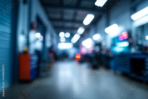 Wallpaper Mural Auto Repair Shop Interior Blur - Blurred of an auto repair shop interior, showing tools, equipment, and a general workspace Torontodigital.ca