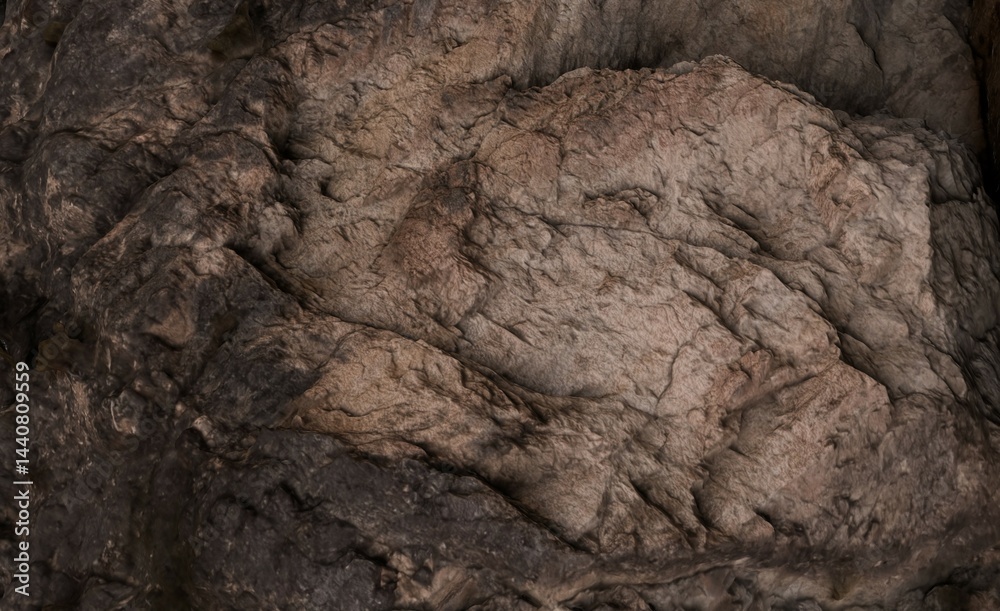 Close-up view of rough, textured rock formations