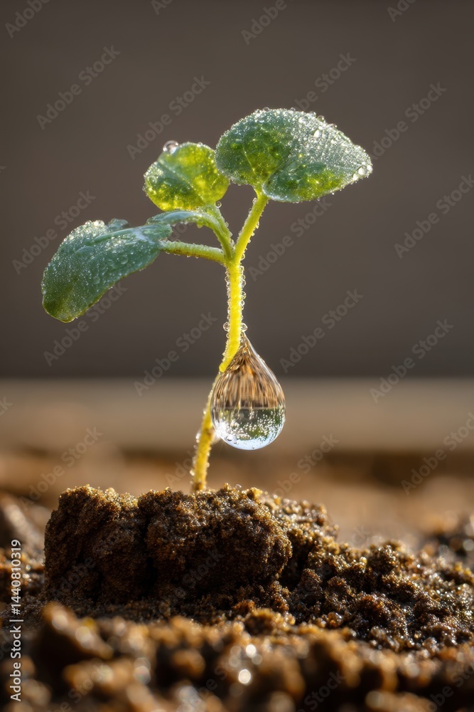 Dew kissed sprout emerging from fertile soil symbolizing new beginnings and growth in the morning light reflecting purity and resilience in nature's embrace