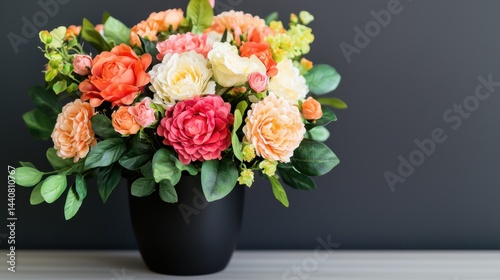 Wallpaper Mural Artificial flower making Concept, Exquisite Showcase of Luxury Artificial Flower Arrangements in a Chic Black Pot Against a Neutral Background Torontodigital.ca