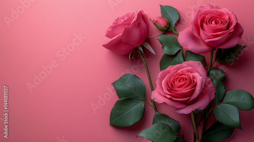 Wallpaper Mural Pink roses arranged beautifully against a soft pink background   Torontodigital.ca