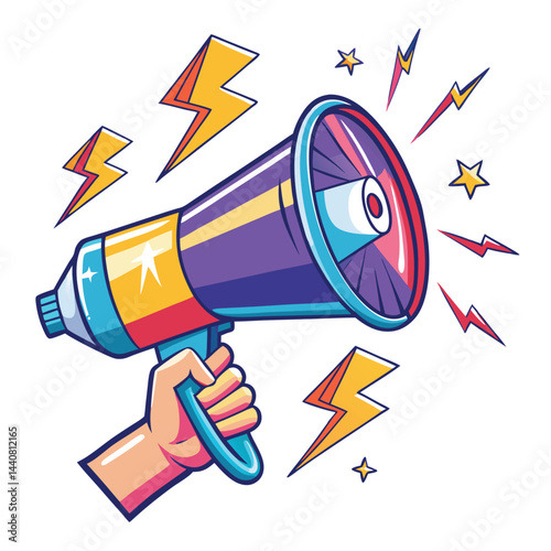 Colorful Megaphone in Hand