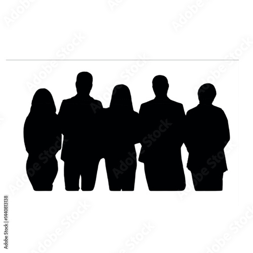 Silhouette of male and female business people