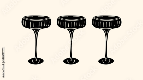 Cartoon retro summer cocktails — colorful aperitifs in whimsical glasses, hand-drawn hippie charm