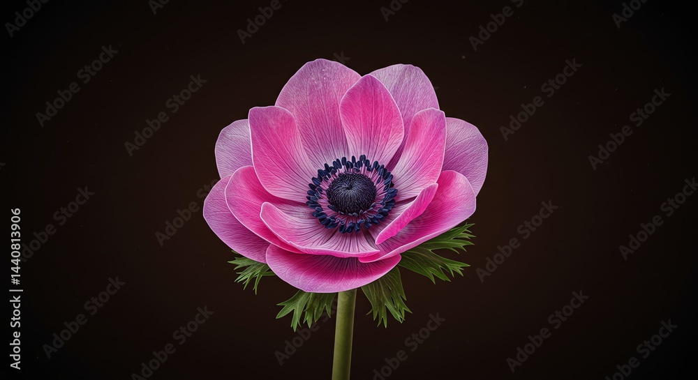 Fototapeta premium Pink Flower Blossom Isolated Against Dark Background