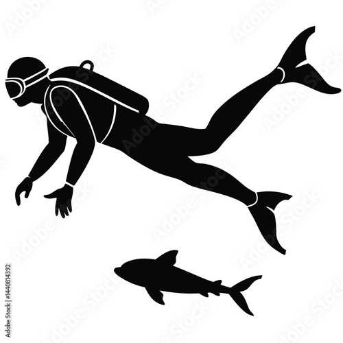 Vector Scuba Diver Silhouettes Diving Silhouettes