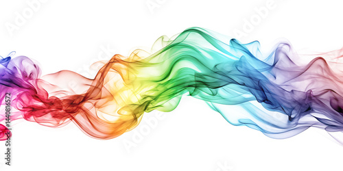 rainbow colored streaming smoke wave isolated on white background PNG