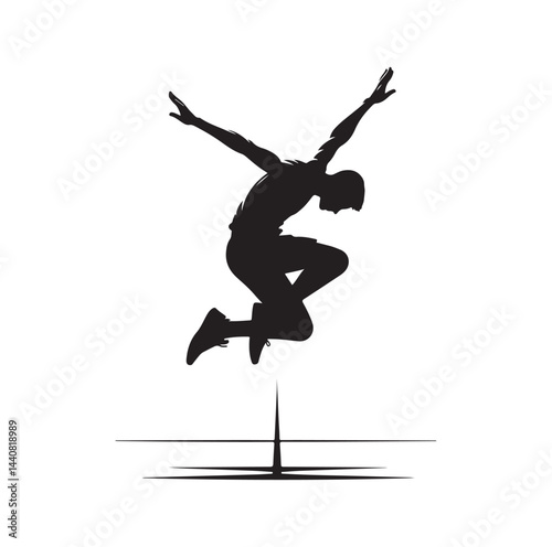 high jump pose silhouette vector illustration
